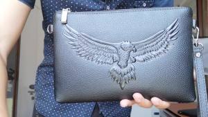 LZD  Large-Capacity Handbag Korean Soft PU New Black Envelope Package Social Guy Trendy Mens Bag Boys Briefcase Clutch Bag