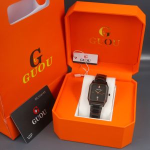 Box Exclusive Big + Paperbag / Jam Tangan Guou Persegi Sisi VA-713SUR / Jam Tangan Fashion Wanita Tali Rantai Diameter 36 cm