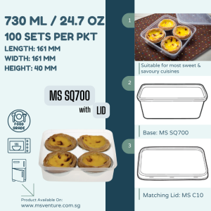 {MSV-WS} Square Microwavable Plastic Takeaway Containers (720ml-1440ml) Anti Leak Durable MS SQ700 SQ1 SQ1250  SQ1500
