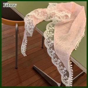 Fitow French Style Lace Flower Pattern Triangular Scarf Headband Lolita Silk Scarf Headdress Turban Womens Fashion Hair Accessories
