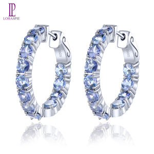 Lohaspie Jewelry Pure 4.3 Carats 925 Silver Tanzanite Earrings Women Clip Earrings Natural Tanzanite Clip Earrings Purple Gemstone Tanzanite Earring For Women Mothers Day Jewelry