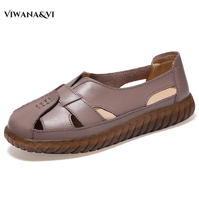 VIWANA Genuine Leather Sandals For Women Big Size 41 Korean Style