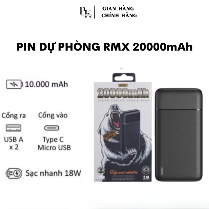 Sạc dự phòng, pin dự phòng, pin sạc dự phòng RMX 20000mAh RPP-166 dung ...