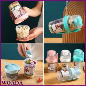 WOADA Breakfast Fruit Oat Yogurt Salad Cup With Lid And Spoon Two-layers Food Storage Bento Box Fitness Fat-Reduced Taper Bowl