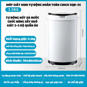 Máy giặt mini tự động hoàn toàn giặt 3.5kg quần áo công suất 300W cực mạnh giặt nhanh có tia UV khử khuẩn - Bh 1 năm