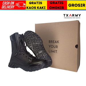 Sepatu PDL TNI POLRI Kulit Warna Hitam TXARMY GRATIS Kaos Kaki