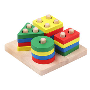 NIKO Wooden Shape Sorter Toy Montessori Color Matching Stacking Puzzle Board Preschool Early Education Learning Toy for Kids Boys Girls Gifts