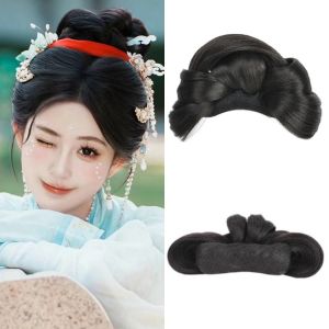 ALICE XU วินเทจ ที่คาดผม Hanfu ผ้าโพกศีรษะ ถุงวิกขี้เกียจ ขนมปังผมโบราณ เรโทร สังเคราะห์สังเคราะห์สังเคราะห์ มวยจีนโบราณ สามเณรสำหรับเด็ก