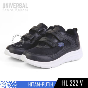 Sneakers Sepatu Sekolah Anak Laki Perempuan Pro ATT TK SD Velcro Perekat Kreket Tanggung Kets Snikers Sneker Sneaker Snickers Hitam Putih 31-34 HL 222 V