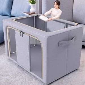 Oxford cloth folding storage box large capacity clothing finishing steel frame box thickened wardrobe storage box portable box