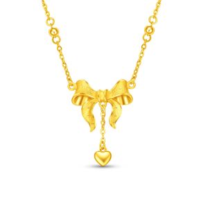 CHOW TAI FOOK 999 Pure Gold Necklace Princess Bowknot F231887