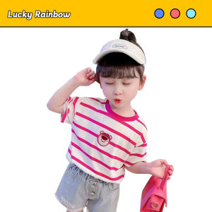 atasan anak perempuan T shirt Kaos Anak perempuan Katun baju Kaos anak perempuan IMPORT Stawberry Bear