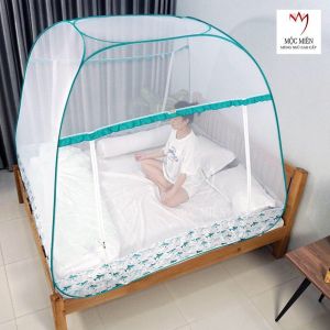 Màn Chụp Mùng Chụp Tự Bung Cao Cấp Mộc Miên Đỉnh Rộng 2 Cửa - Mẫu Xanh Ngọc Cá Mập ( Hà Nội )