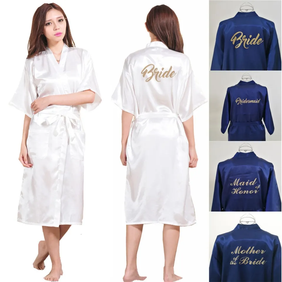 ♣✓ Silk Long Wedding Party Getting Ready Robe Bridesmaid Maid of Honor  Mother of the Bride Groom Dressing Gown Kimono