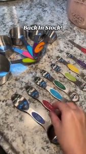 Magnetic Measuring Spoons Set 9 Pieces Stainless Steel Double Sided Stackable Engraved Spoon Set