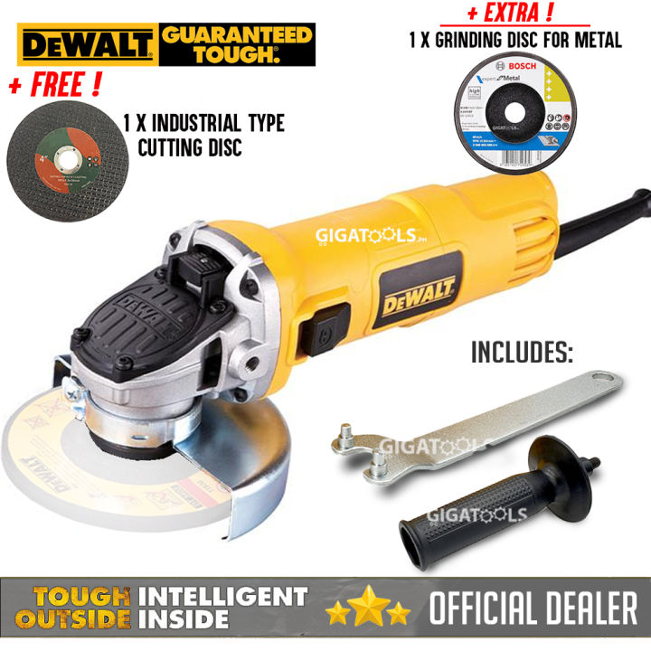 DeWalt DWE8100S 4-inch Angle Grinder (720W) with Free Side Handle,  Industrial Cutting Disc and 1pc Grinding Disc DWTCRD [GIGATOOLS]  Lazada PH