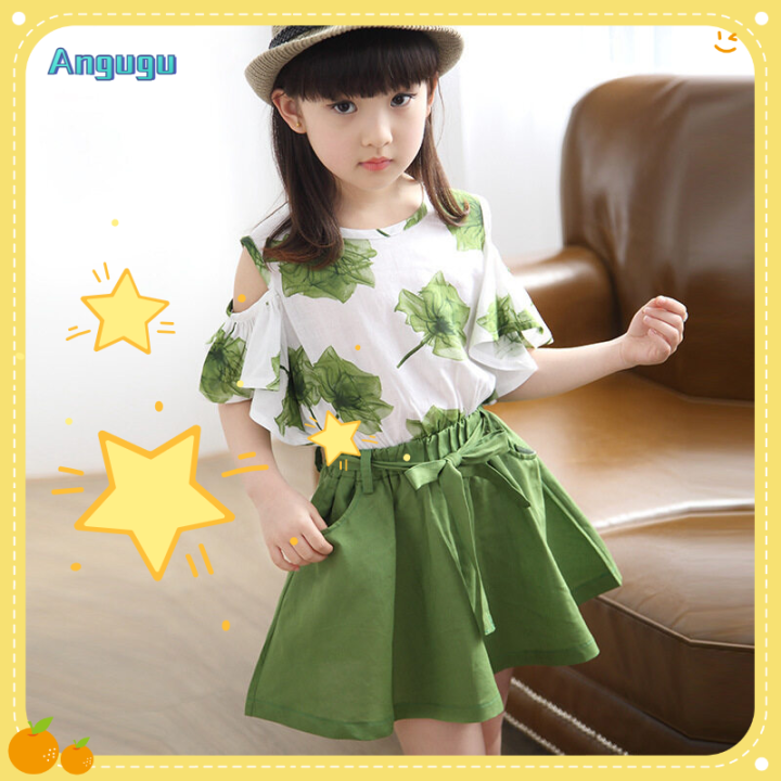 Angugu Kids Summer Dress Maple Skirt Dress Girls Sports Dress Set