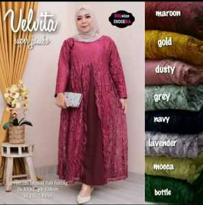 PROMO COD Velvita Dress Jumbo Premium Brokat Full Furing Perempuan Dewasa Ti Amo Fashion store