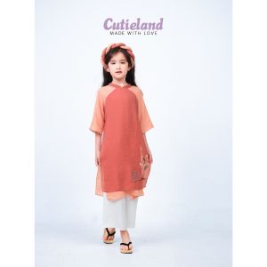 Cutieland - Bộ áo dài bé gái Cam ốc sên