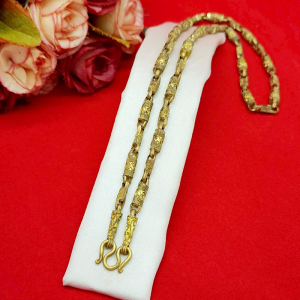 สร้อยคองานดิบทองเหลืองลายปล้องสุโขทัย ความยาว 24 นิ้ว แฟชั่น คลาสสิค งานดิบไม่ได้ชุบ ทองเหลืองโบราณ พร้อมส่ง