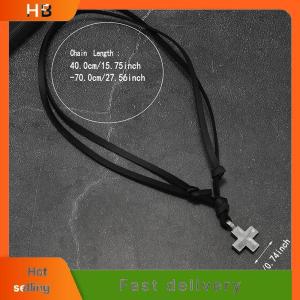 HB Alloy Cross Necklace Vintage Woven Leather Personality Jewelry For Men Women Cross Trend Element