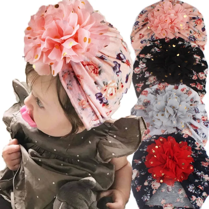 Süße Baby-Mädchen Mütze Mit Blume & Perle | Elastischer Turban-Hut Aus Baumwolle Für 0–12 Monate – Perfekt Als Fotoprop Oder Alltagsmütze