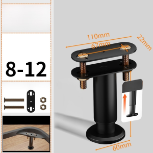 Black Height Adjustable Bed Leg Support Frame