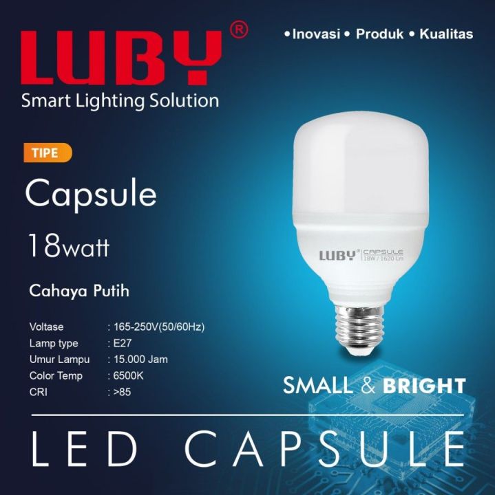 Lampu Led Luby Capsule 18 Watt Bohlam Bulb 18 W Cahaya Putih Cool 