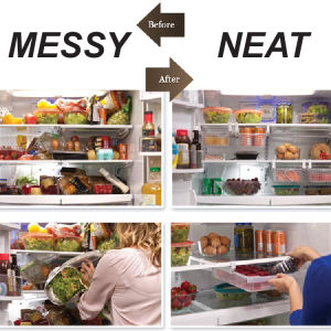 Refrigerator Fridge Pull Out Drawer Storage Trays Stretchable Basket Organize Box / Laci Peti Ais