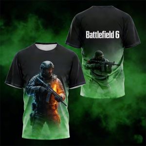 [Local Stock] VCC Battlefield 6 T-shirt Gradient Shooting Style Mens T-shirt Summer T Shirt for Man Graphic T Shirts Breathable Mens Y2K Clothing