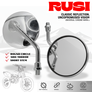 RUSI DL 125 | Motorcycle Side Mirror Stainless ROUND TYPE SHORT STEM UNIVERSAL 251