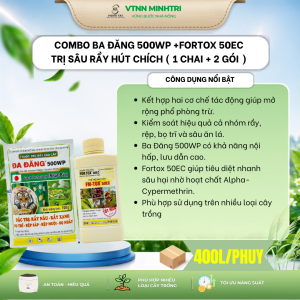 Ba Đăng 500WP + Fortox 50EC – Giải pháp phòng trừ rầy nâu rầy xanh rệp sáp bọ trĩ và sâu hại hiệu quả trên nhiều loại cây trồng