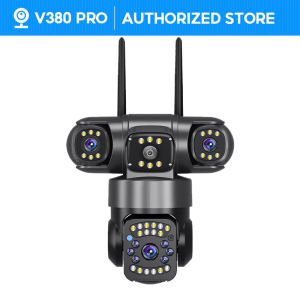 V380 PRO SMQ11 3 Lens 3 Screens 6MP Cctv Camera Outdoor Waterproof IP66 Connect Cellphone CCTV With Audio And Speaker Wireless Wifi Connect 360 Home IP Security Cameras HD 1080P Night Vision With Alarm Sensor Smart Camera CCTV With Voice