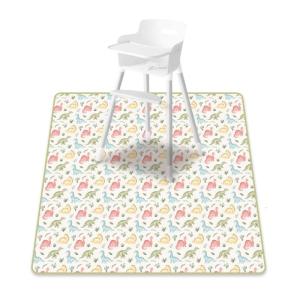 Toddler Feeding Mat Cartoon Pattern Foldable and Lightweight Spill Mat for High Chair and Baby Crawling Activity
