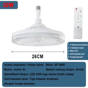 52cm ceiling fan white ABS 6-blade fan acrylic lampshade DC motor 3 speeds reversible with timing function suitable for living rooms dining rooms bedrooms homes and other places.