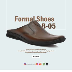 Sepatu Kulit Pria Slop Kerja Working B-05 Sepatu Pantofel Kantor Casual Slip On Loafer Berkualitas Bisa COD 100% Realpict