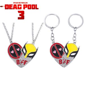 XUNXUAN Best Friends Foever Electroplating Matching Keechain Lover Heart Eye Deadpool DeadpoolWolverine Metal Keychain/Neckless Fashion Marvel Superhero Cartoon Matching Pendant Marvel Fans