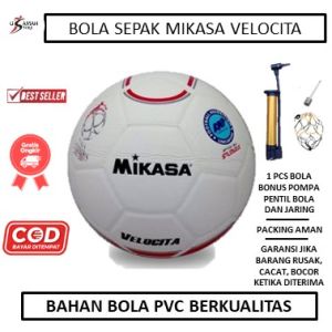 TERLARIS !!! BOLA SEPAK MIKASA VELOCITA FREE POMPA PENTIL JARING - BOLA SEPAK BERKUALITAS - BOLA SEPAK ORIGINAL - BOLA KAKI MIKASA VELOCITA  - BOLA SEPAK MURAH