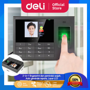 Deli Fingerprint and Face Attendance Machine Mesin Absensi Sidik Jari + Deteksi Wajah 1000 Sidik Jari 200 Wajah Mudah Cepat Akurat E3765