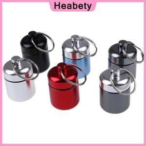 Heabety Mini Waterproof Aluminum Alloy Pill Box Case Bottle Holder Container Keychain