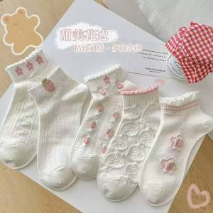 5Pairs Women Lolita JK Japanese Korean Style Long Socks Casual Socks Cotton Socks