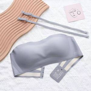 [LOCAL STOCK] High Quality Gathered Non-slip Strapless Seamless Bra Jelly 3D Water Drop Cup Soft Support Strapless Push Up Bra No Trace Underwear