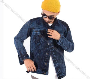 AWAS Jaket Jeans Denim Sandwash Marun Bahan Tebal Acid Fashion Kekinian