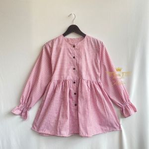 [YUMNA] ALENA BLOUSE - ATASAN REMAJA WANITA KOREAN STYLE TERBARU - KEMEJA MOTIF KOTAK BUSUI TALI PINGGANG VARIASI KANCING BATOK - BAHAN KATUN KOTAK YANDEX PREMIUM - READY STOCK BISA COD - TERMURAH KEKINIAN ALLSIZE M L XL JUMBO OLIVE