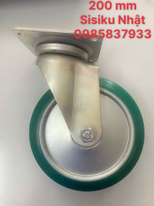 Bánh xe PU xoay chịu dàu mỡ 200 mm chịu tải UWJ-200 Sisiku Nhật lắp xe đẩy hàng tại Máy NTT bảo hành dài hạn