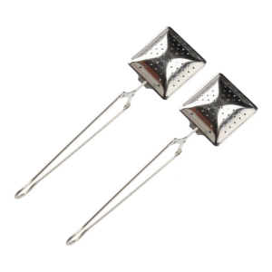 2Pieces Square Head Teas Infuser 304 Nonrust Steel Strainer With Handle Fine Meshes For Loose Leaves Teas Coffee Easy Cleaning