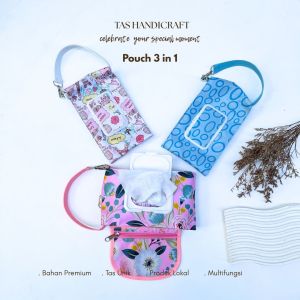 Pouch Tisu 4 In 1 Basah dan Kering | Mini Cover Tissue 3 In 1 | Tempat Tisu | Travel Pouch Custom