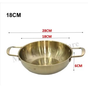 MLK Korea Ramen Noodle Pot Stainless Steel Golden Double Handle Seafood Soup Periuk Mi Emas Sup