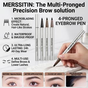 Womens 4 Points Eyebrows Pen Colorful Long Lasting Eyebrow Pencil Waterproof Eyebrow Pencil Pen 4 Fork Tip Liquid Brow