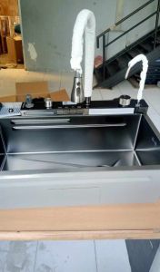 Kitchen sink Modern 7545 Black Matt Piano push button Luxury LED/Tempat Cuci Piring/wastafel cuci piring